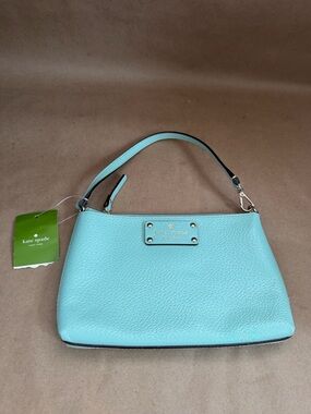 NWT Kate Spade New York Wellesley Byrd Robins Egg Blue Pebbled Leather Wristlet